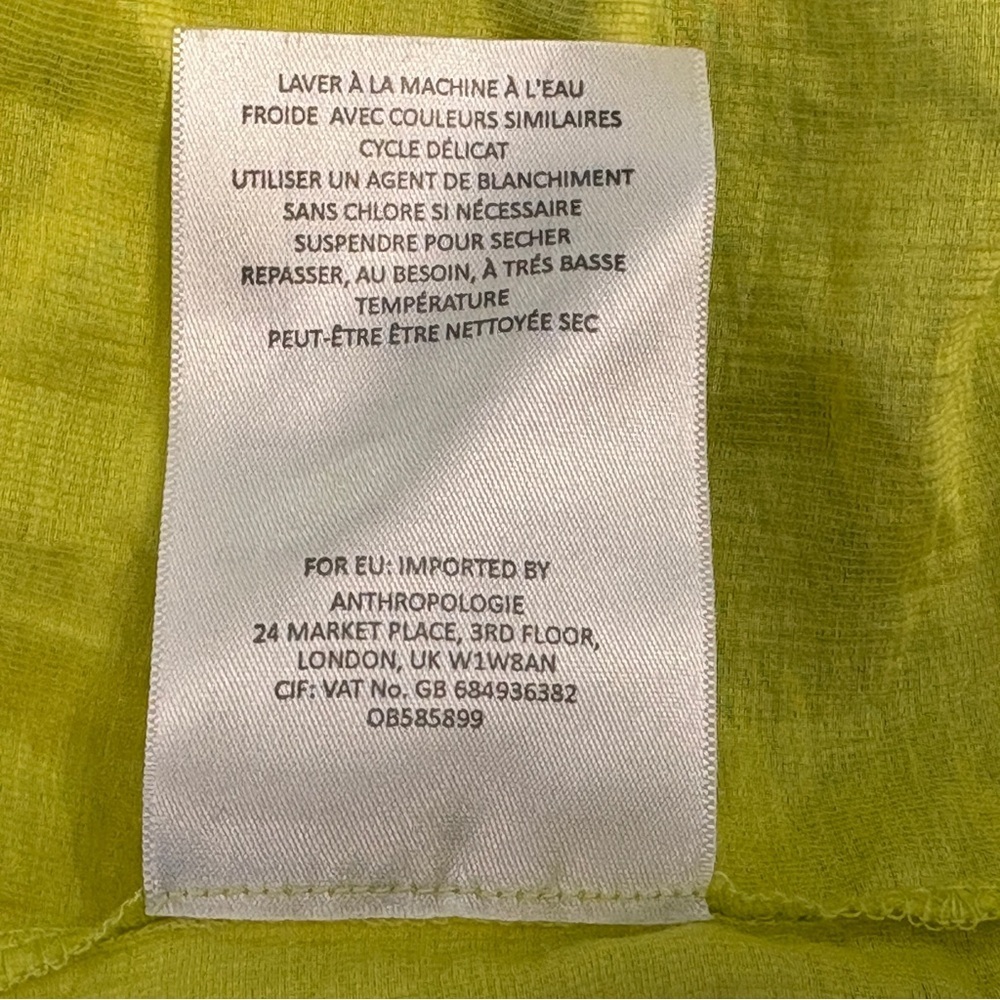 Anthropologie Maeve Leonie Top One Shoulder Lightweight Lime Green Sz. S - Picture 10 of 10